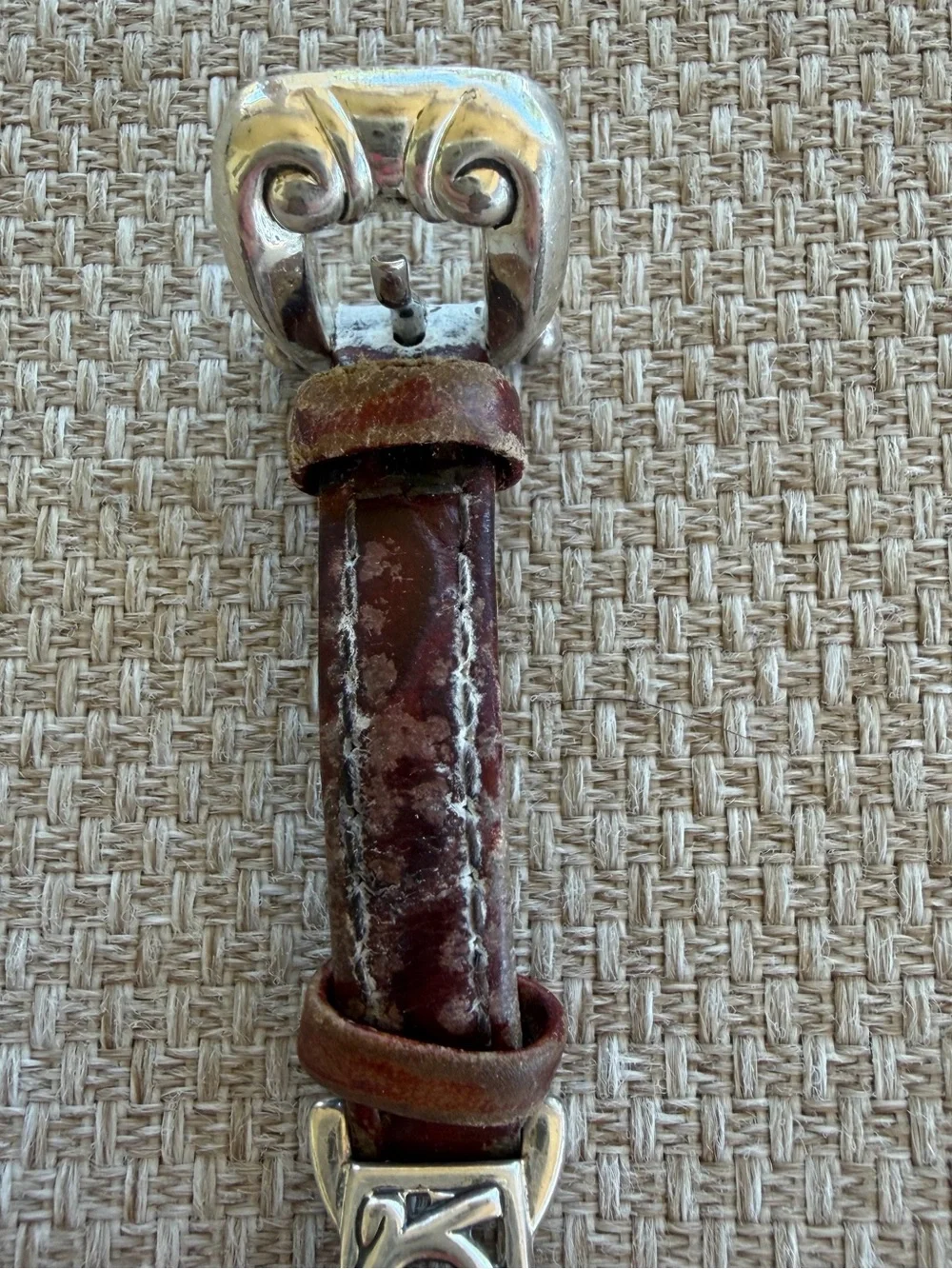 Brighton Santa Barbara Watch Vintage Silver tone Brown Italian Leather strap